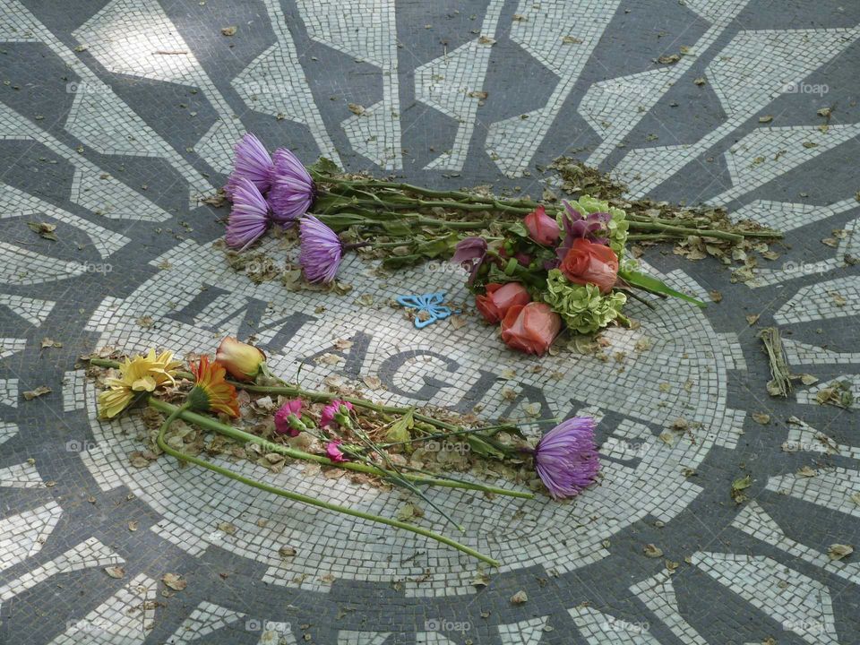 John Lennon memorial. John Lennon memorial in central park