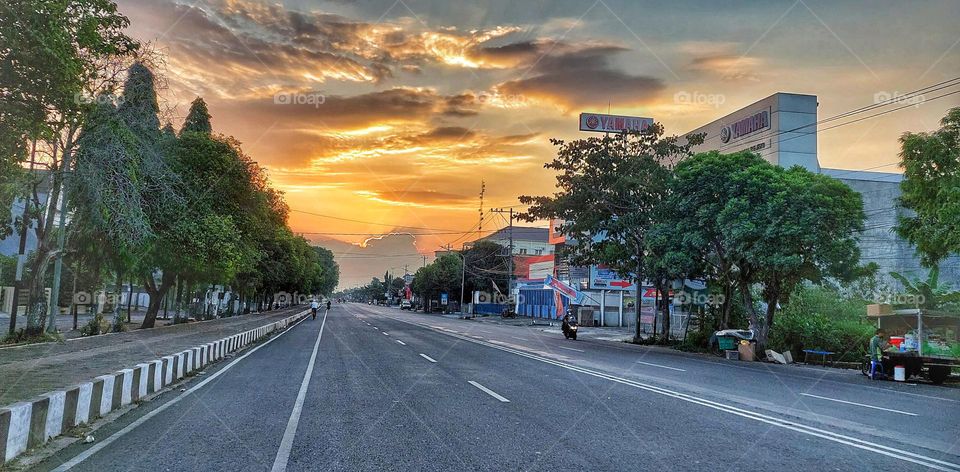 Lonely street because of lockdown during the pandemic in 2020.