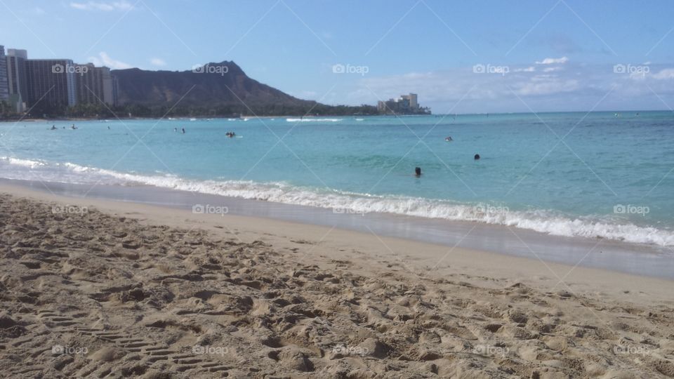 view of Waikiki Beach on the island of Oahu, Hawaii