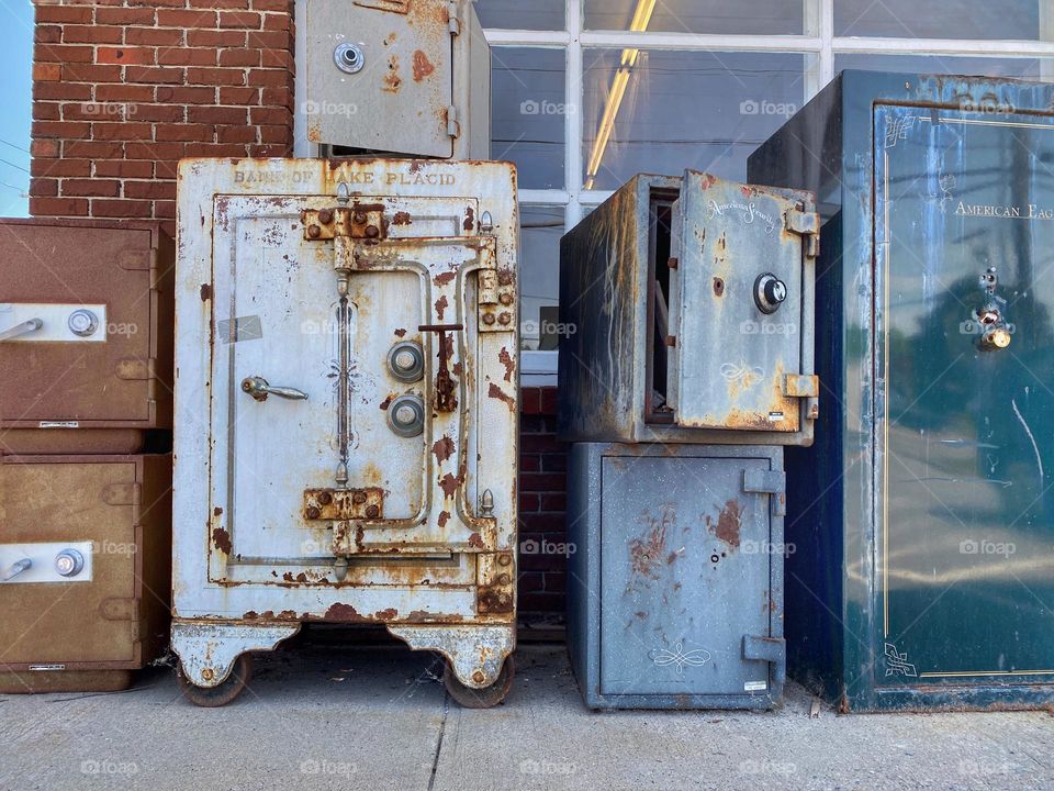 Antique rusted bank safes