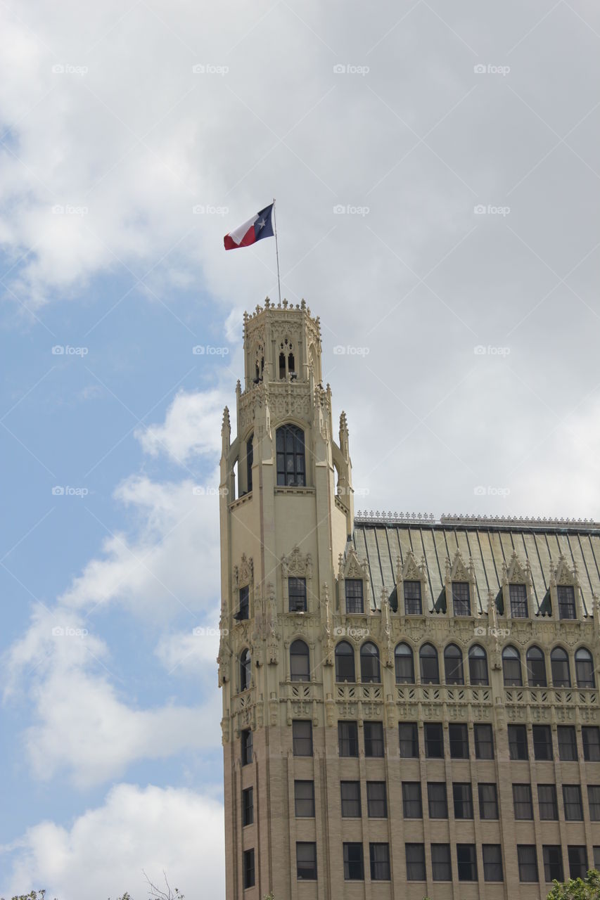 Texas proud. Building in San Antonio with Texas flag