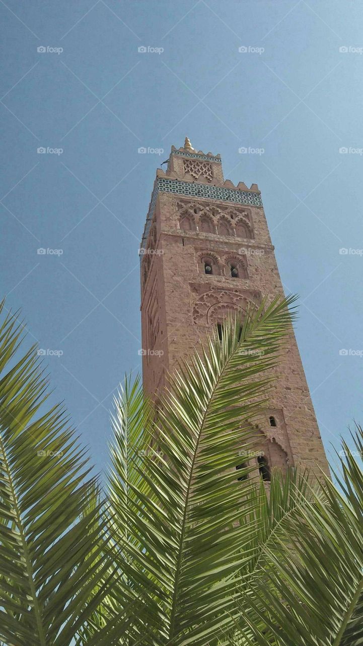 Beautiful architecture:  minaret of kotoubia  mosque at marrakech city in Morocco.