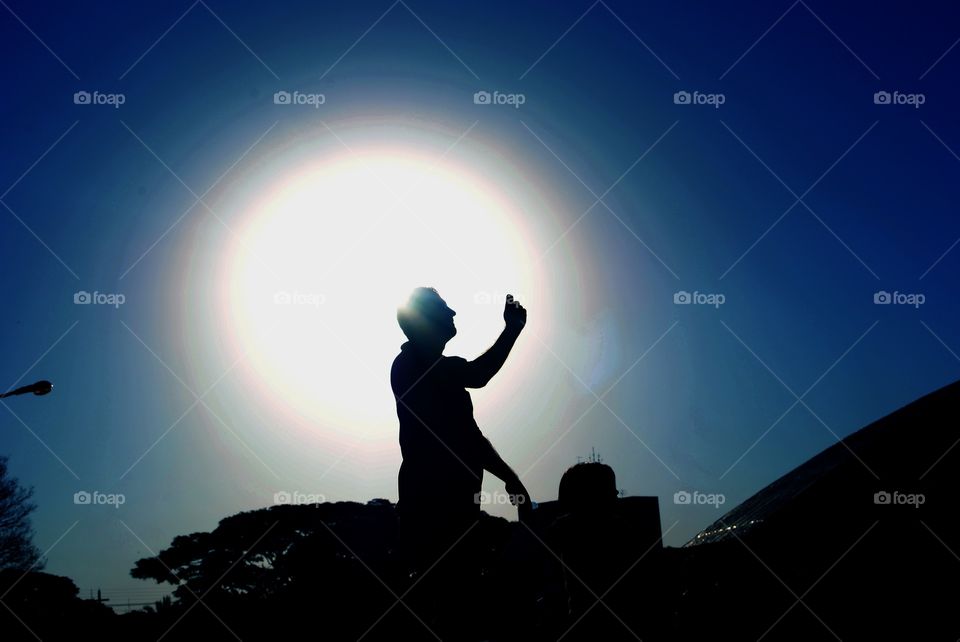 Silhouette, Sunset, Moon, Sun, Backlit