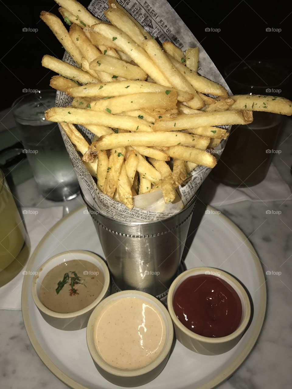 Garlic fries with 3 Sauces