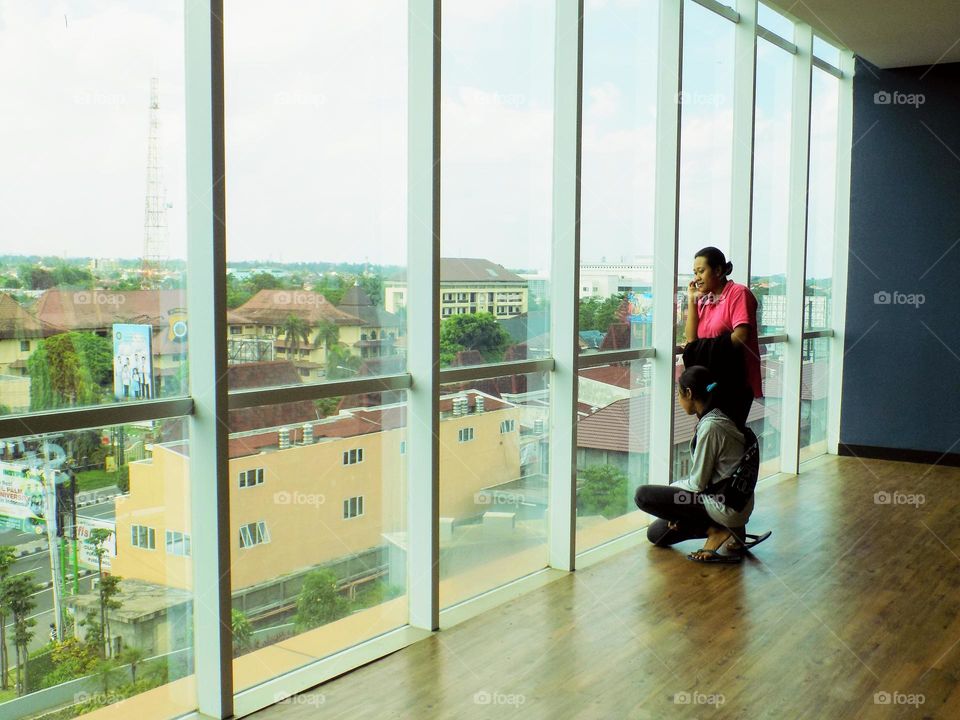 Behind the windows of the mall