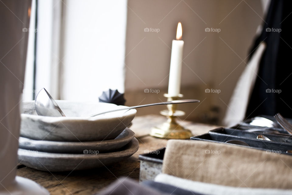 Candle, Table, Indoors, Still Life, Furniture