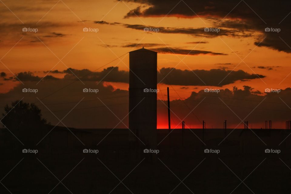 Observation tower in the setting sun