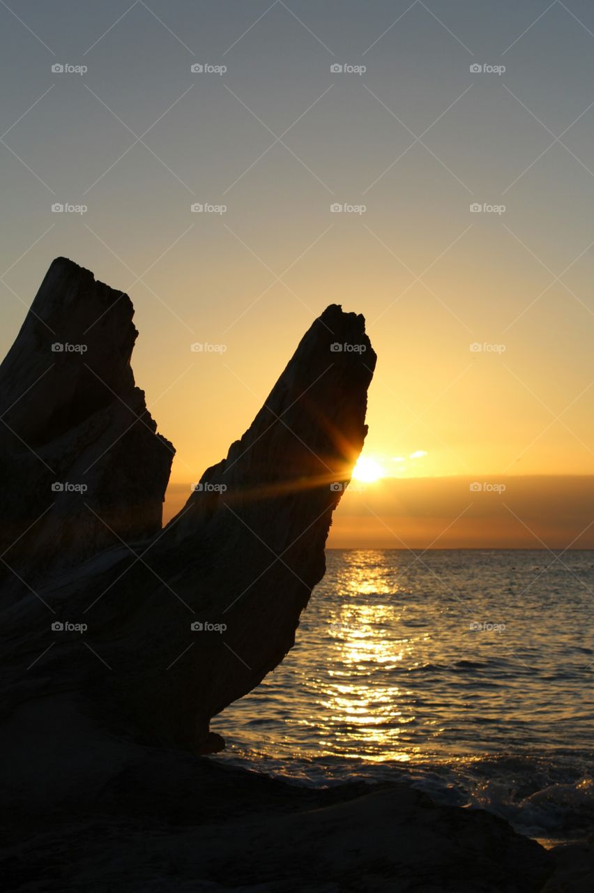 trunk with a caribbean sunset