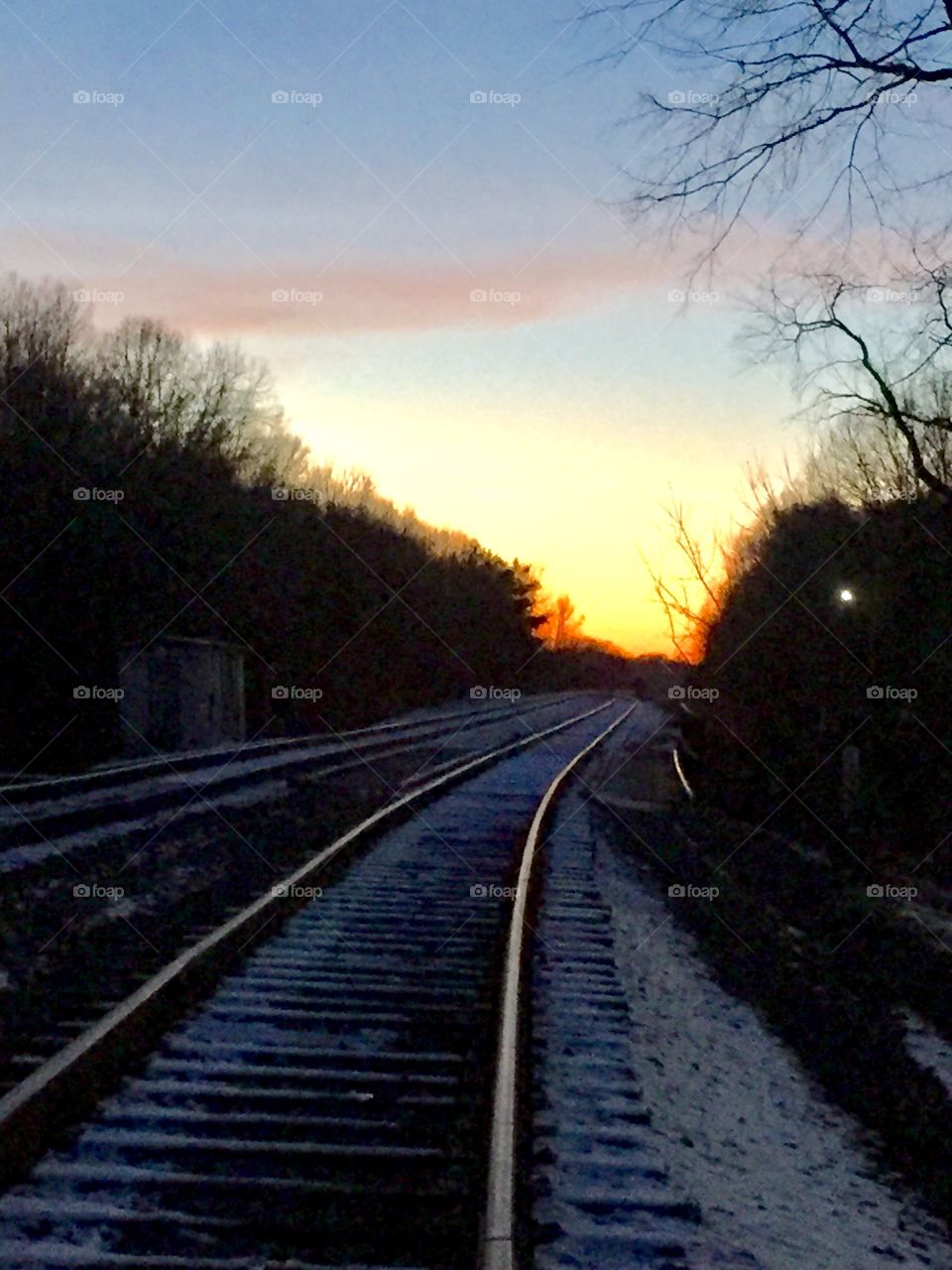 The tracks at dusk 