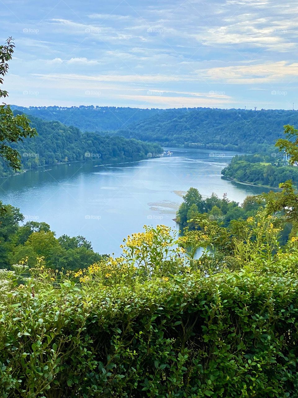 View of river and hills 