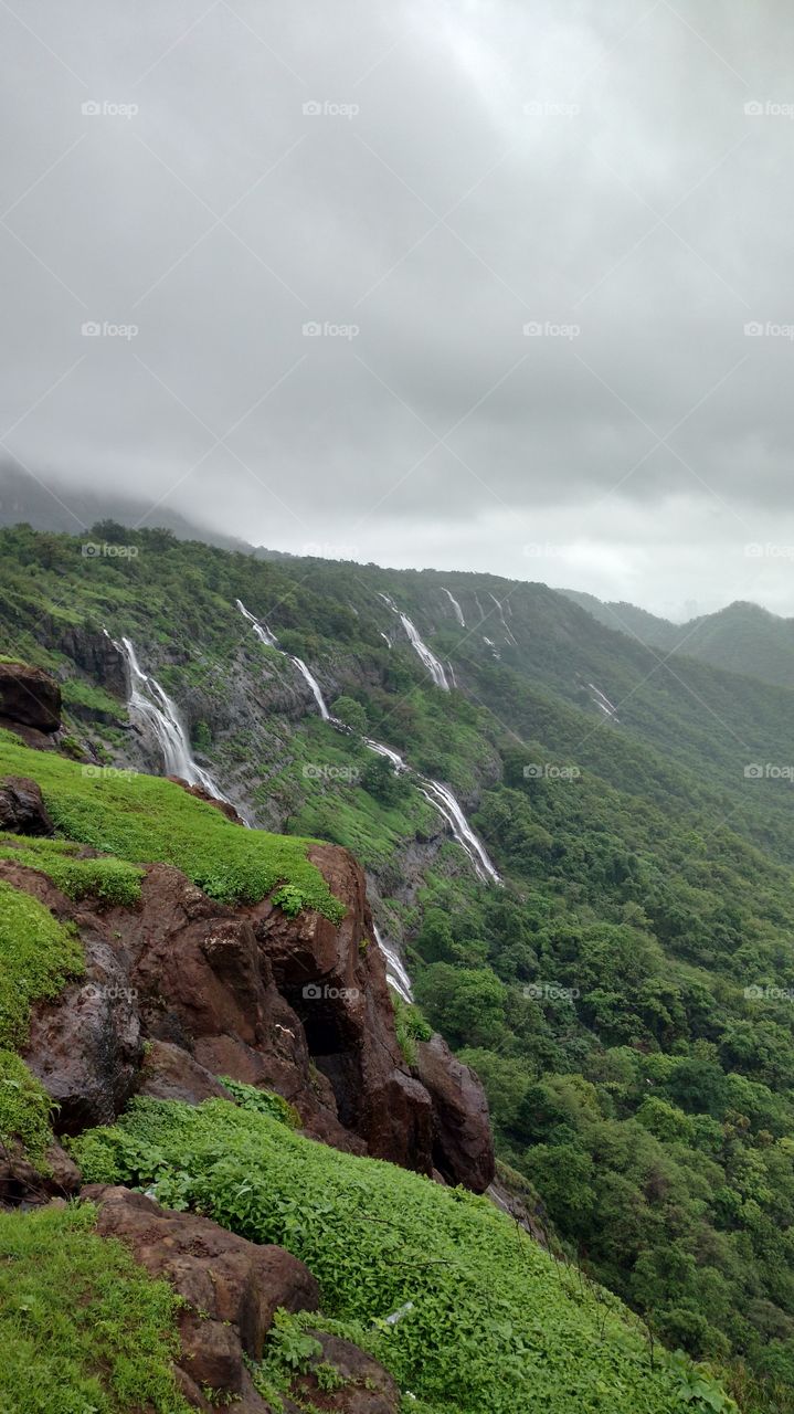 Multiple waterfalls.