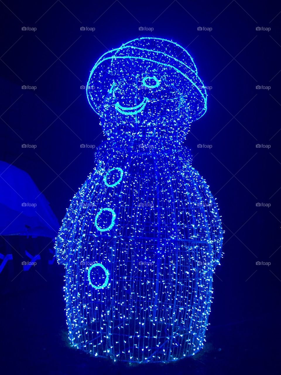 blue neon snowman