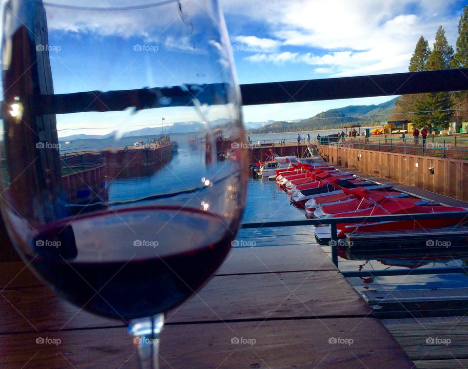 A glass of wine in the marina