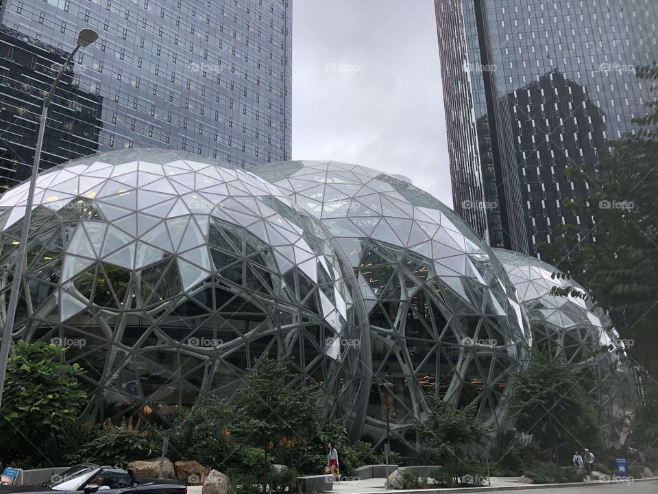 Modern Architecture: The Spheres building in downtown Seattle 