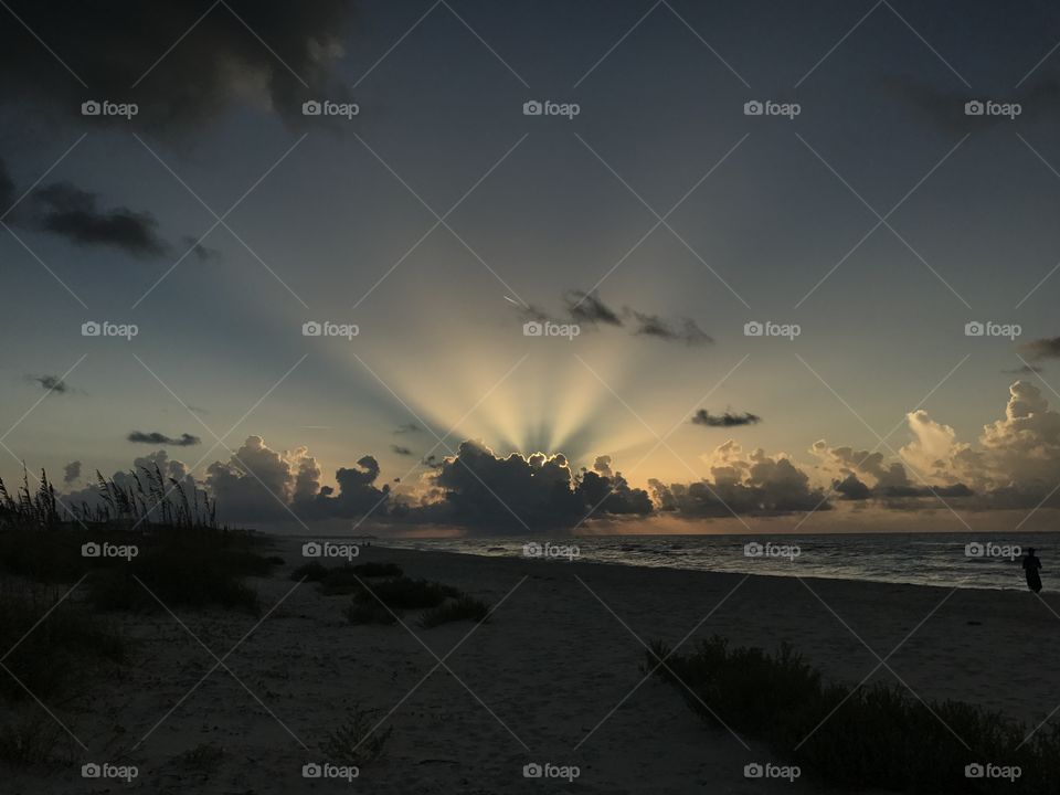 God rays at sunrise
