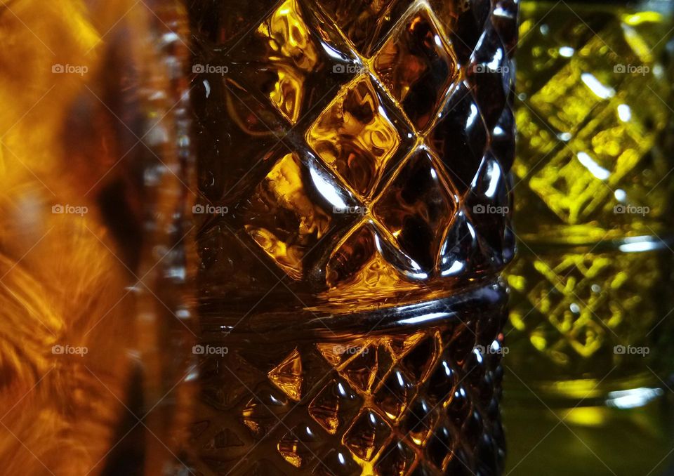 closeup of shiny colored and textured glass