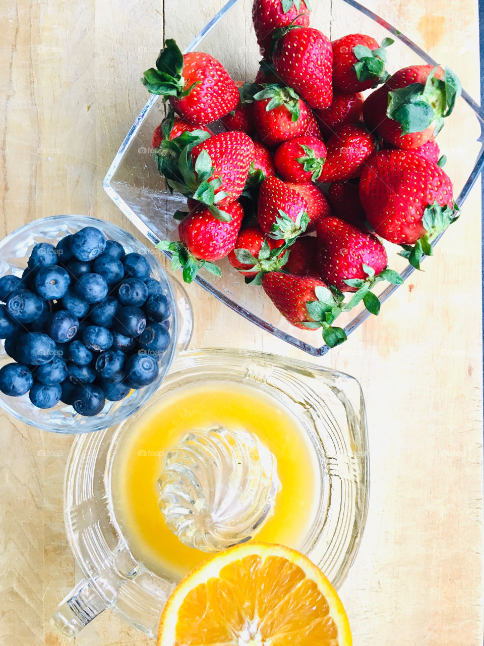 Healthy eating habits, fruits, orange, blueberries, fresh strawberries