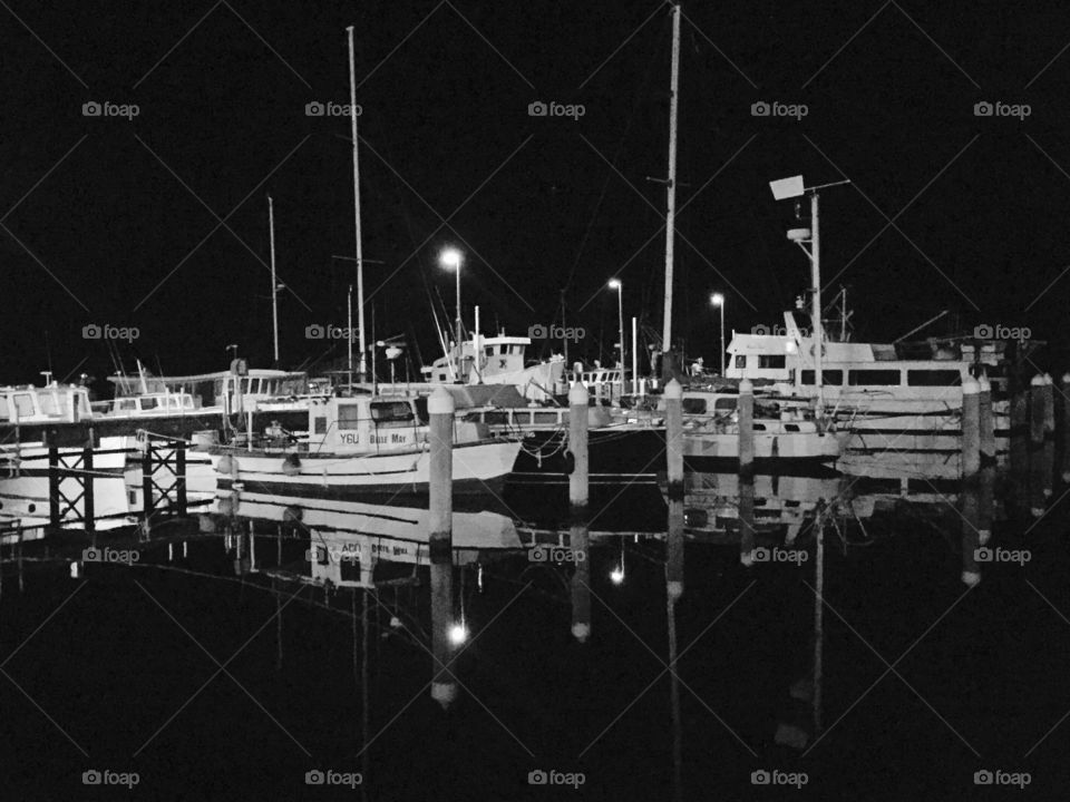 Midnight reflections of the marina