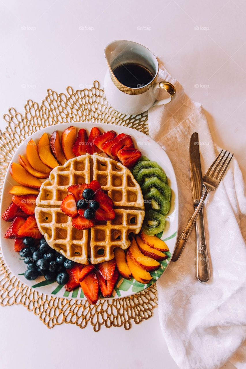 Breakfast - waffle with fruit