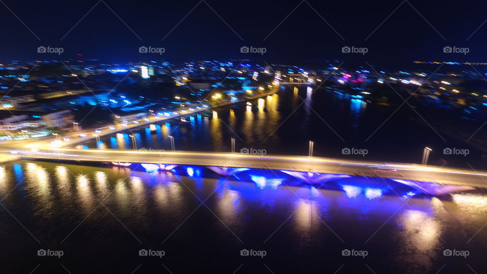 Bridge, Blur, Evening, City, Light