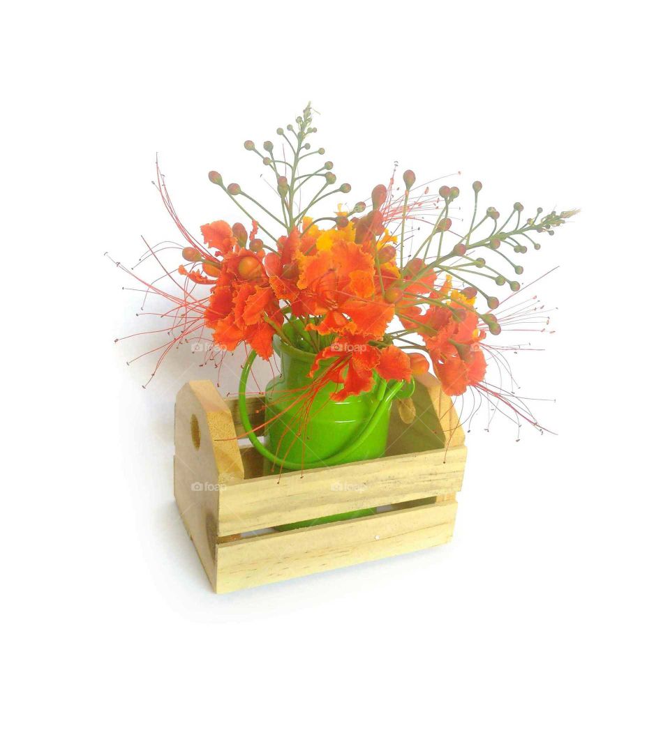 Poinciana in the vase with mini wooden box 2