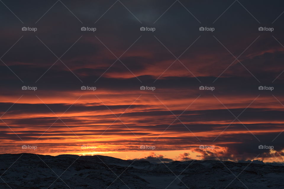 Romantic sunset at Antarctica 