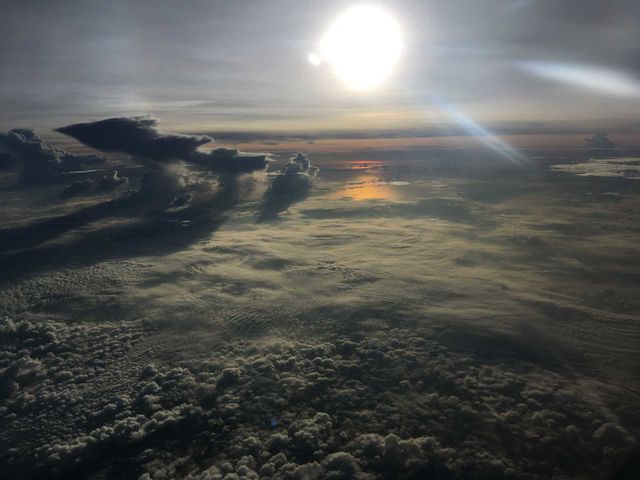 sun shine view above the clouds