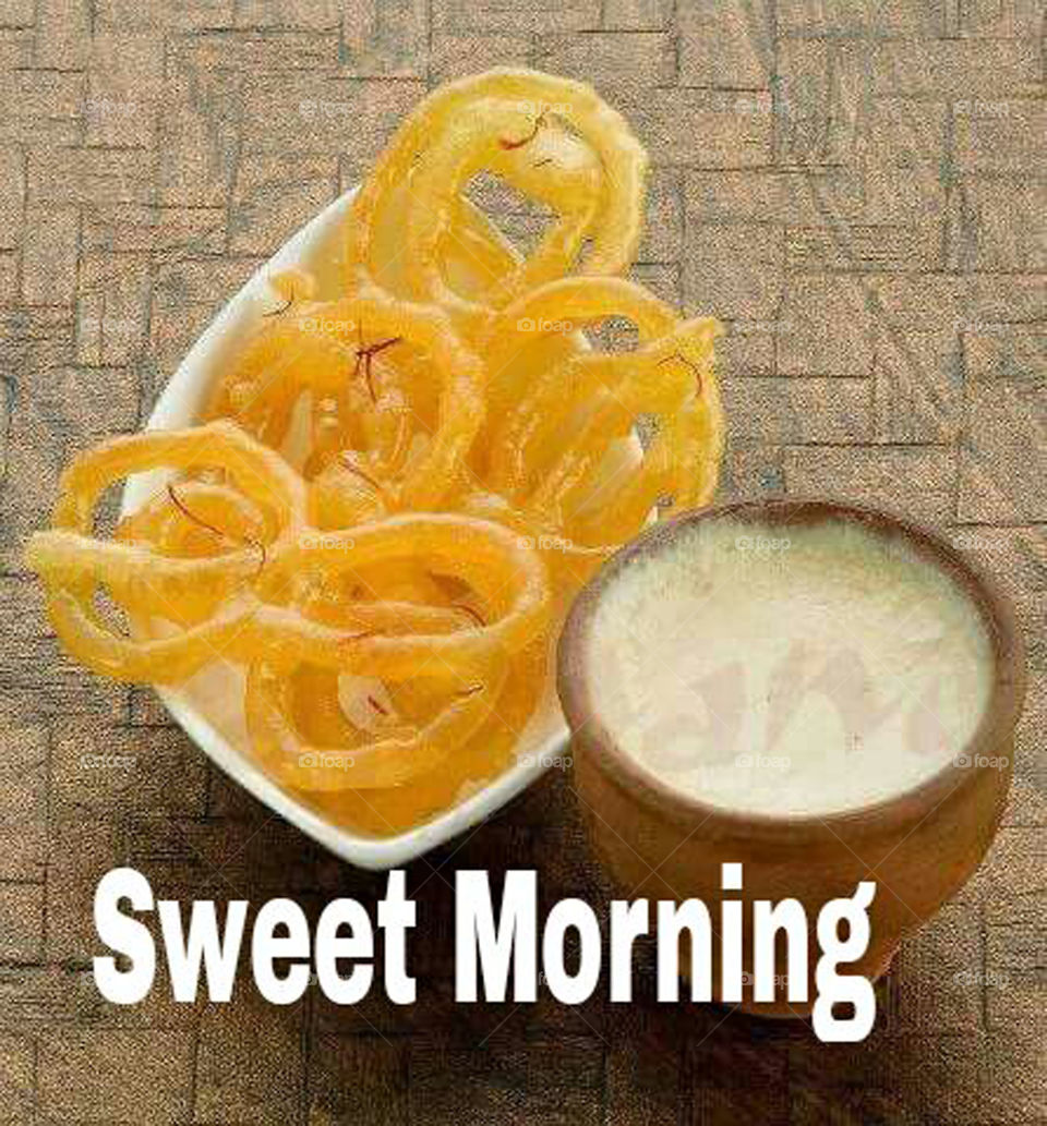 Milk with Jalebi sweet : Breakfast