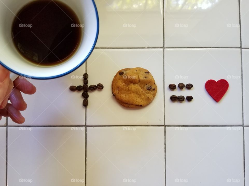 Coffee Plus Chocolate Chip Cookie Equals Love