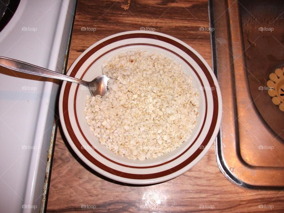 oats dish with spoon..