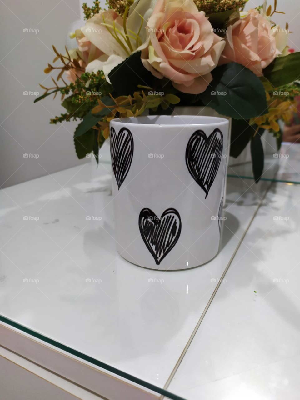 coffee mug with hearts