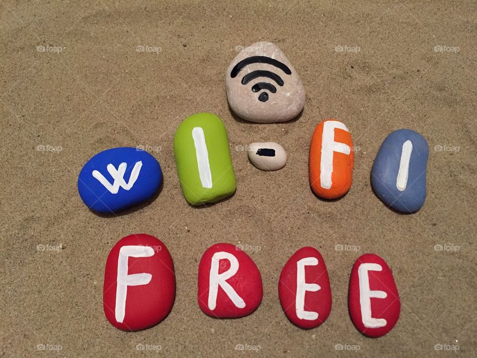 Free Wi-fi symbol,stones composition