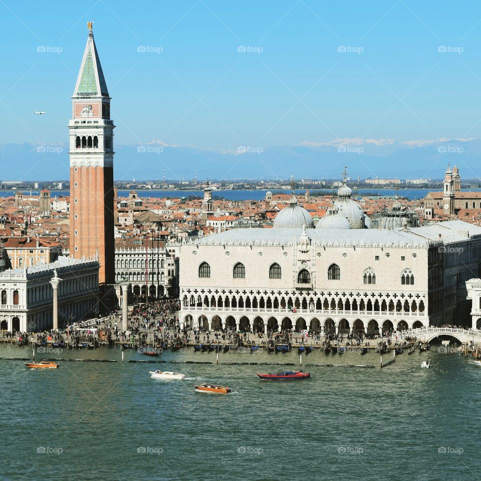 St Marks Square in Venice from the bel