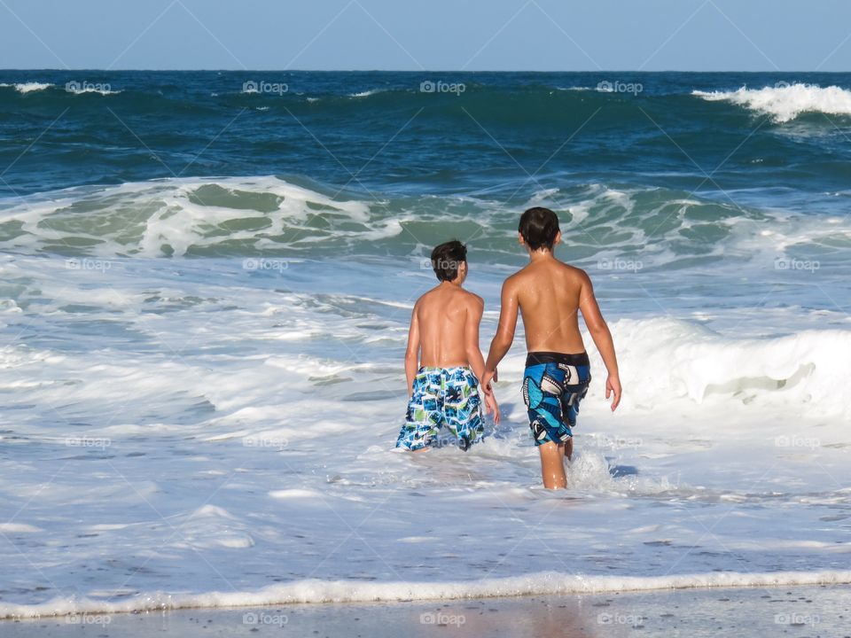 Playing in the surf