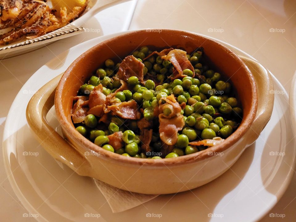 peas and bacon
