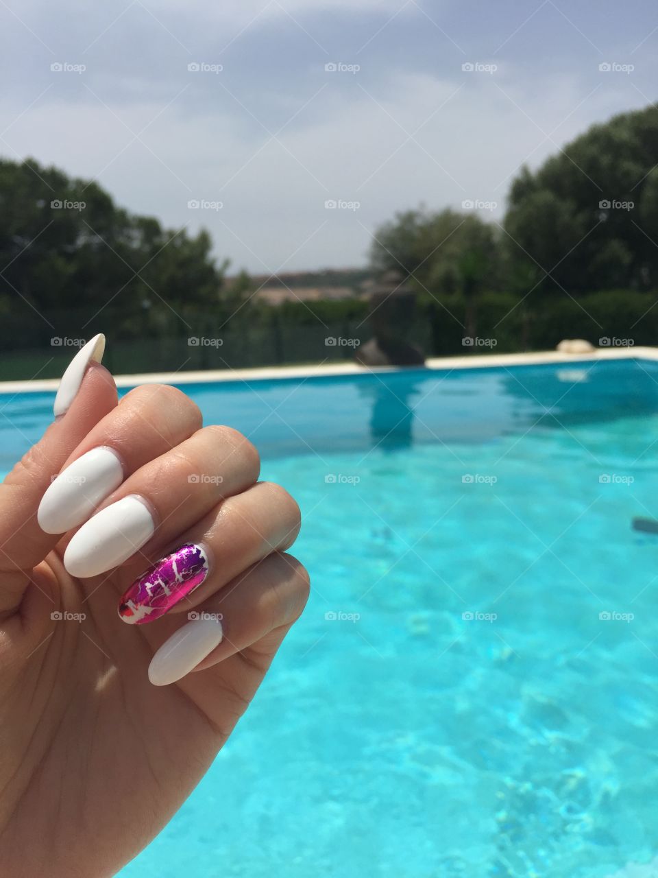 Girly nails. Took this photo from our country house poolside in Marbella. 