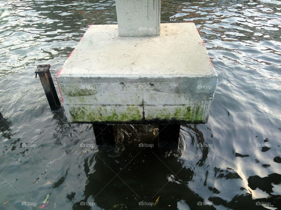 concrete foundation on the canal