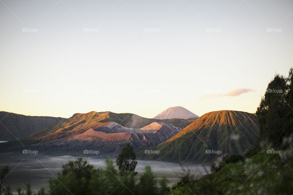 Sunlight over Mount Bromo