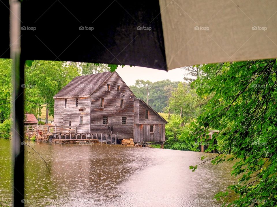 Rainy Day at Historic Yates Mill. Raleigh, North Carolina. 