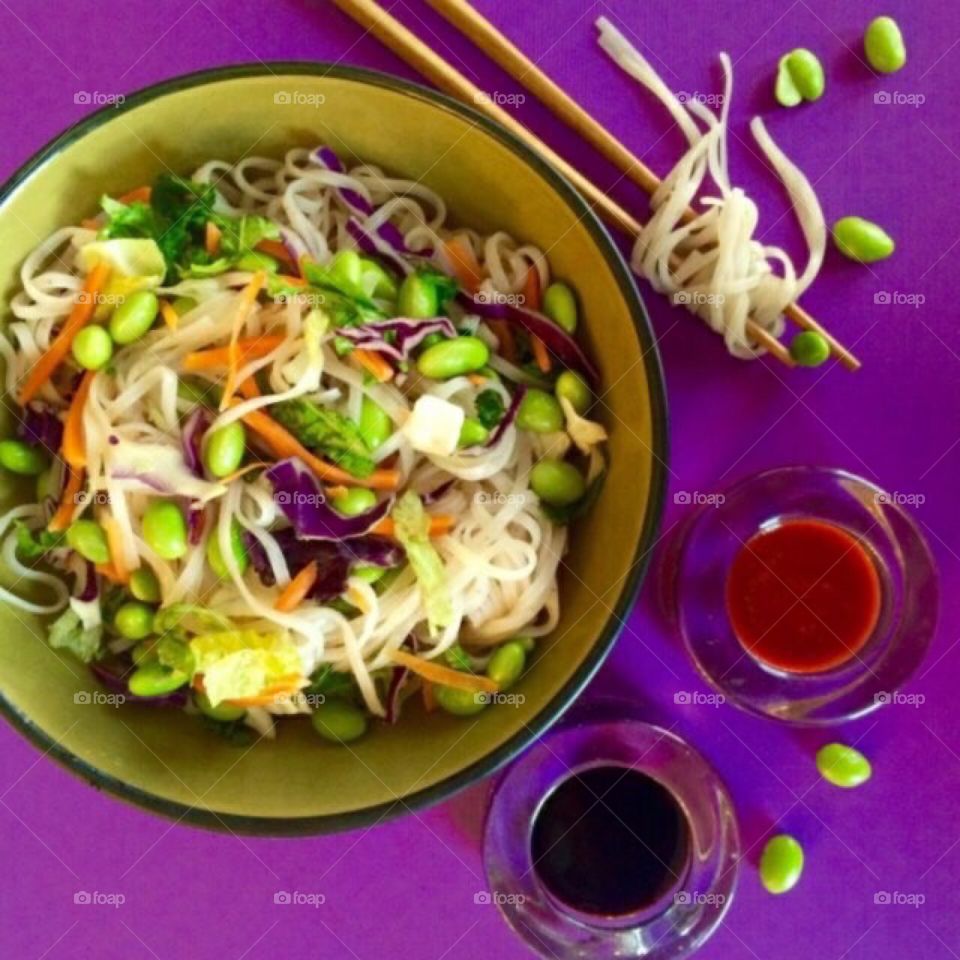 Studio shot of edamame noodles