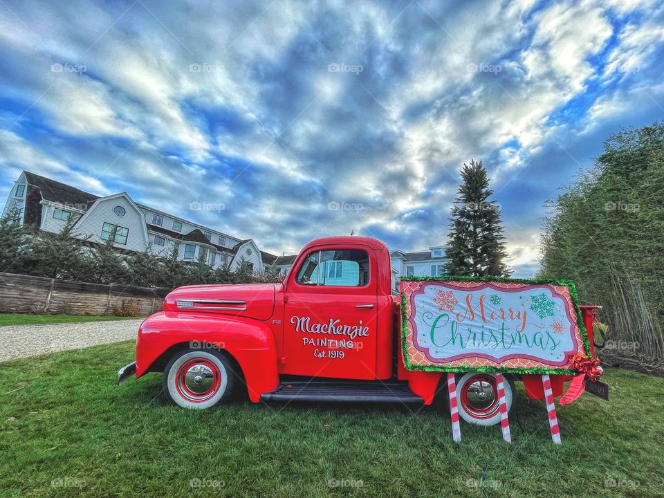 Christmas and red truck 