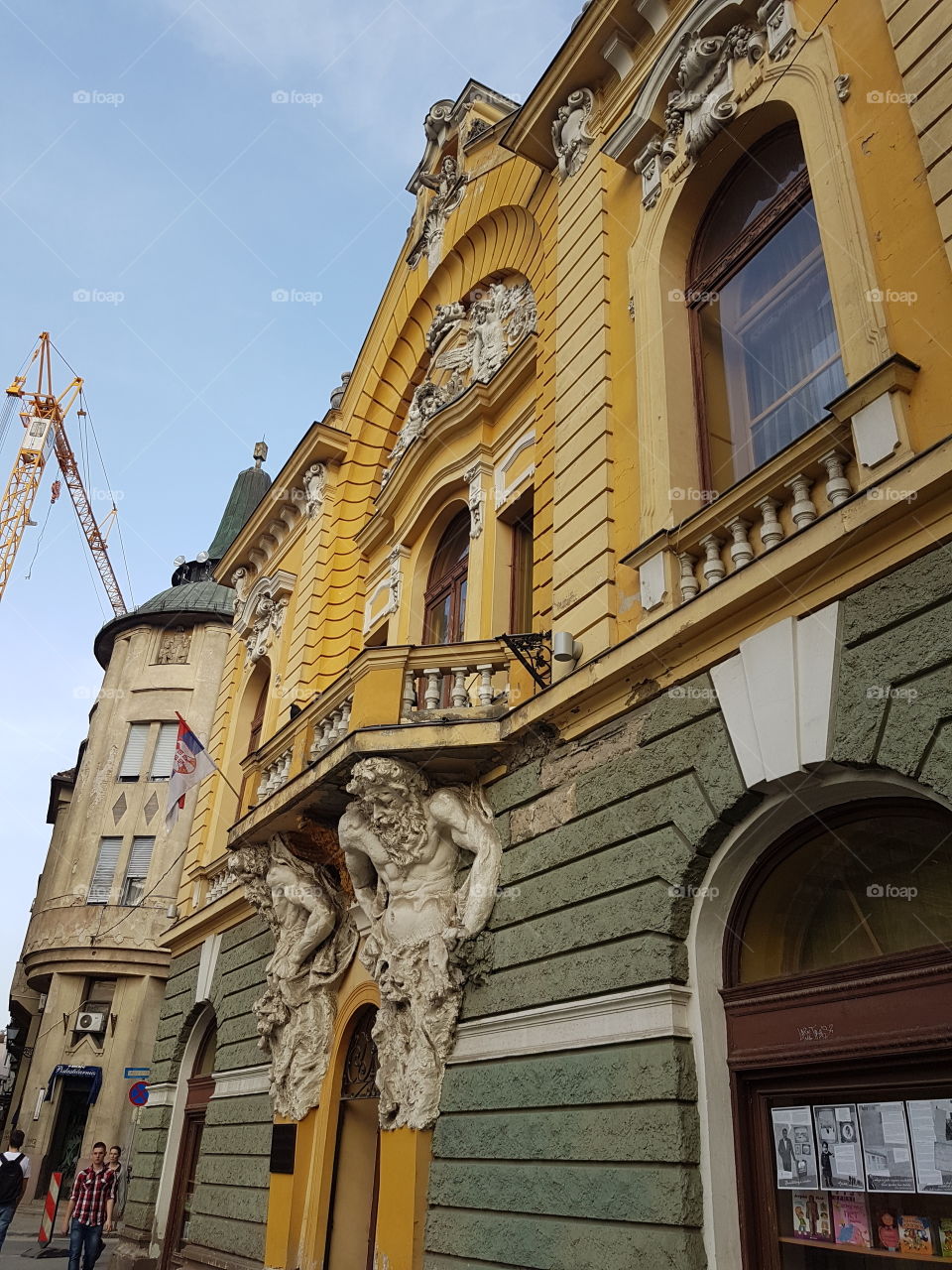 old architecture in city center, city library, subotica,serbia,monument