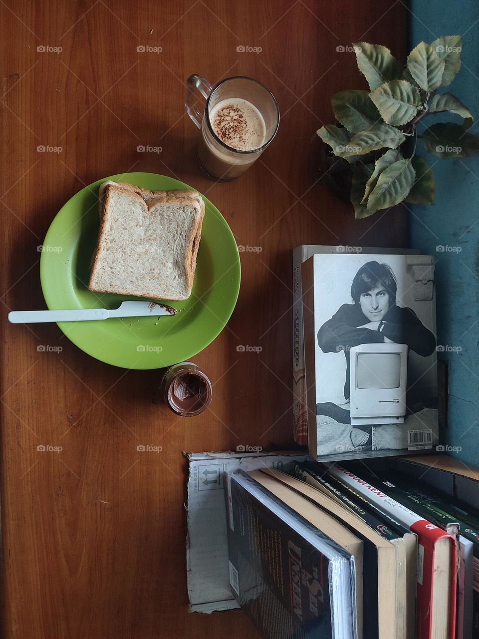 breakfast with bread and coffee.  Friday 17 December 2021 in Jakarta Indonesia