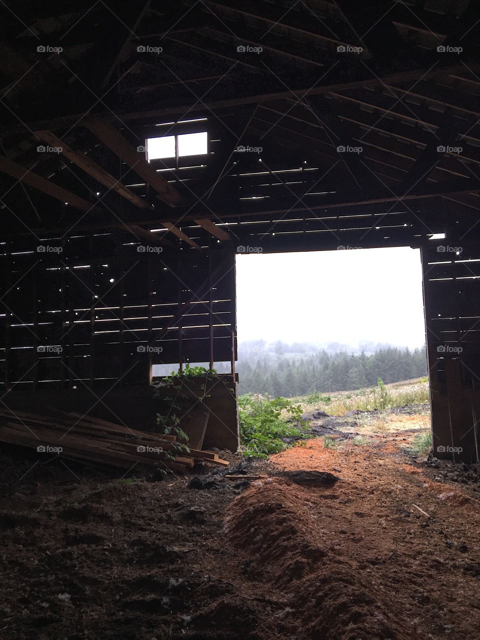 Inside Old Abandoned Barn