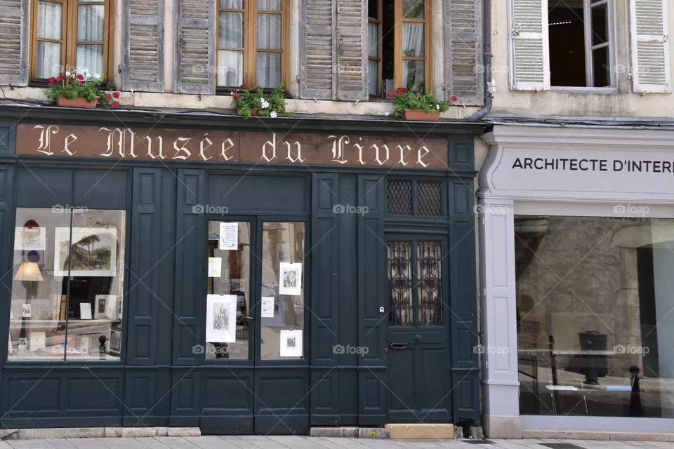 Historic museum of books in a small town near Dijon in France 