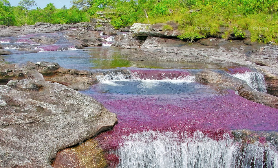 Multicolored flow of water