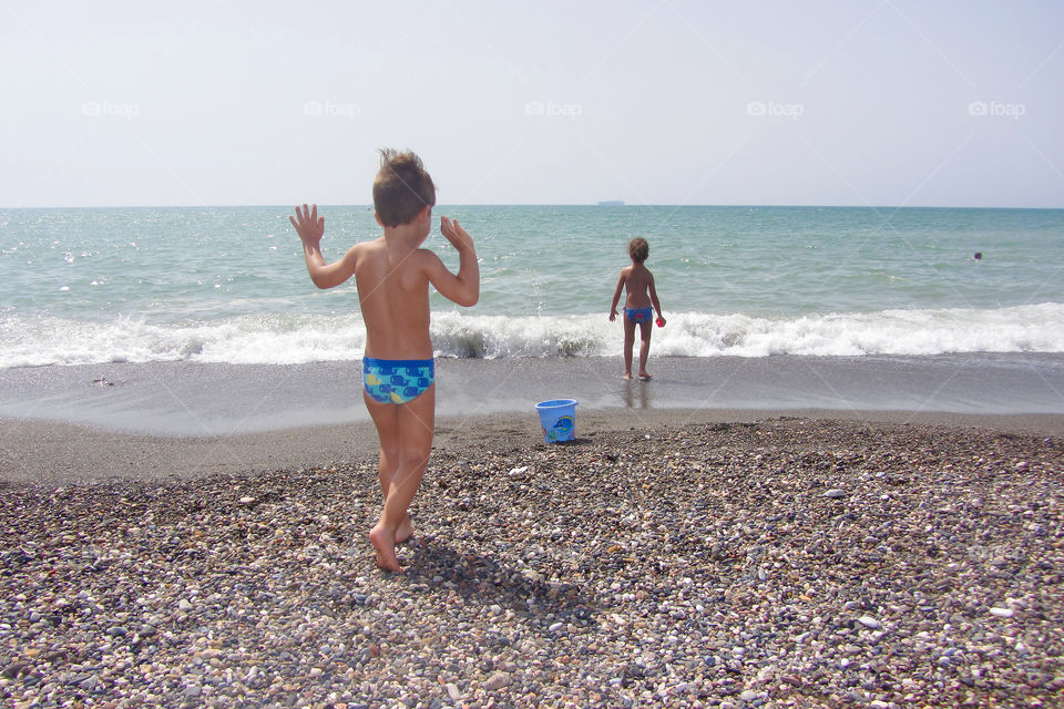 Playing in the beach 