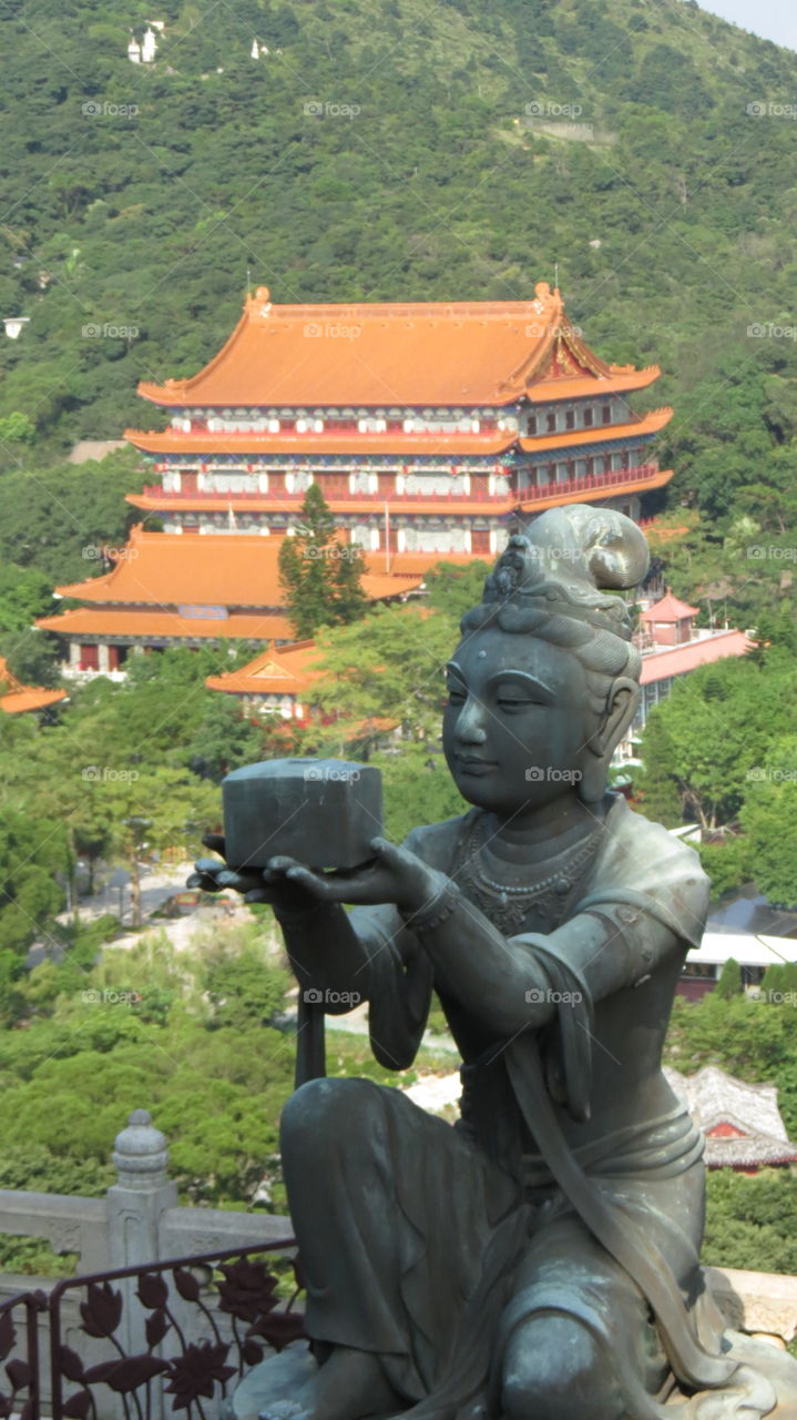 HK, Hong Kong, Buddhism, Religion, Meditation, Prayer, Zen, Temple, Asian History, Heritage, Mountain Top, Pilgrim, Pilgrimage, Connection, Asian, Garden, Offering, Green Trees, Servant 