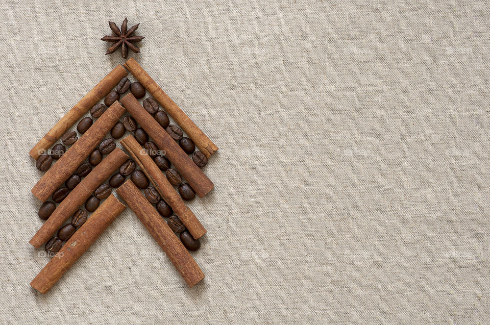 Christmas tree made of cinnamon sticks