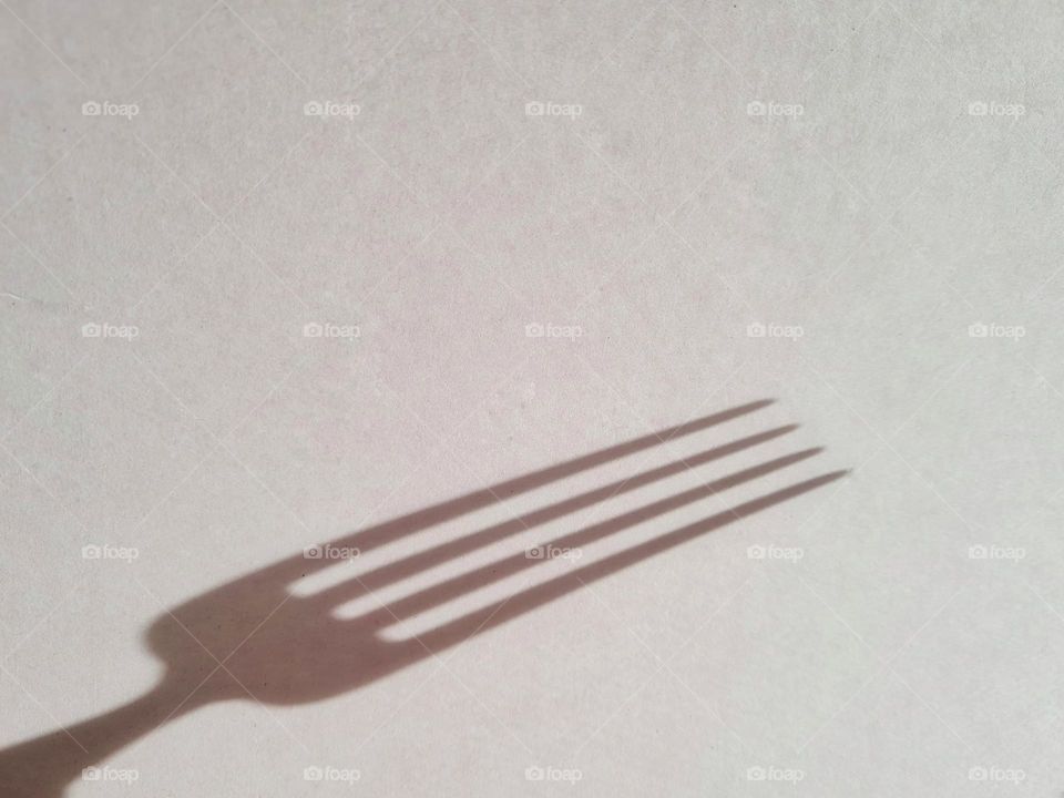 shadow of a fork on a white background